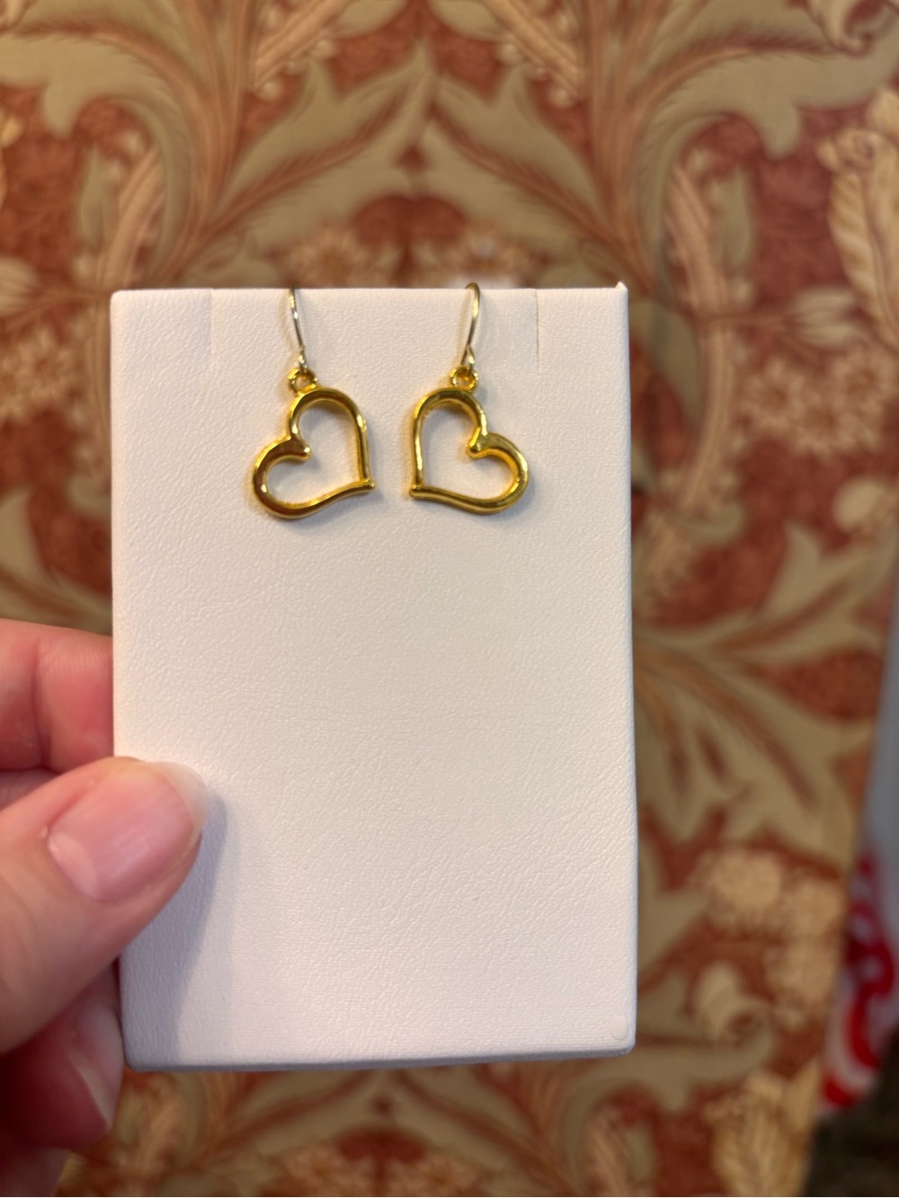 New Gold Heart Dangle Earrings set 3 pc with gold pendant charm